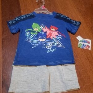 NWT Pj masks baby boy Blue & Grey 2pc catboy owletter gekko outfit size 18mos